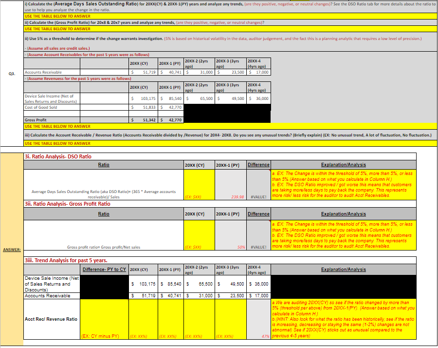 i) Calculate the (Average Days Sales Outstanding