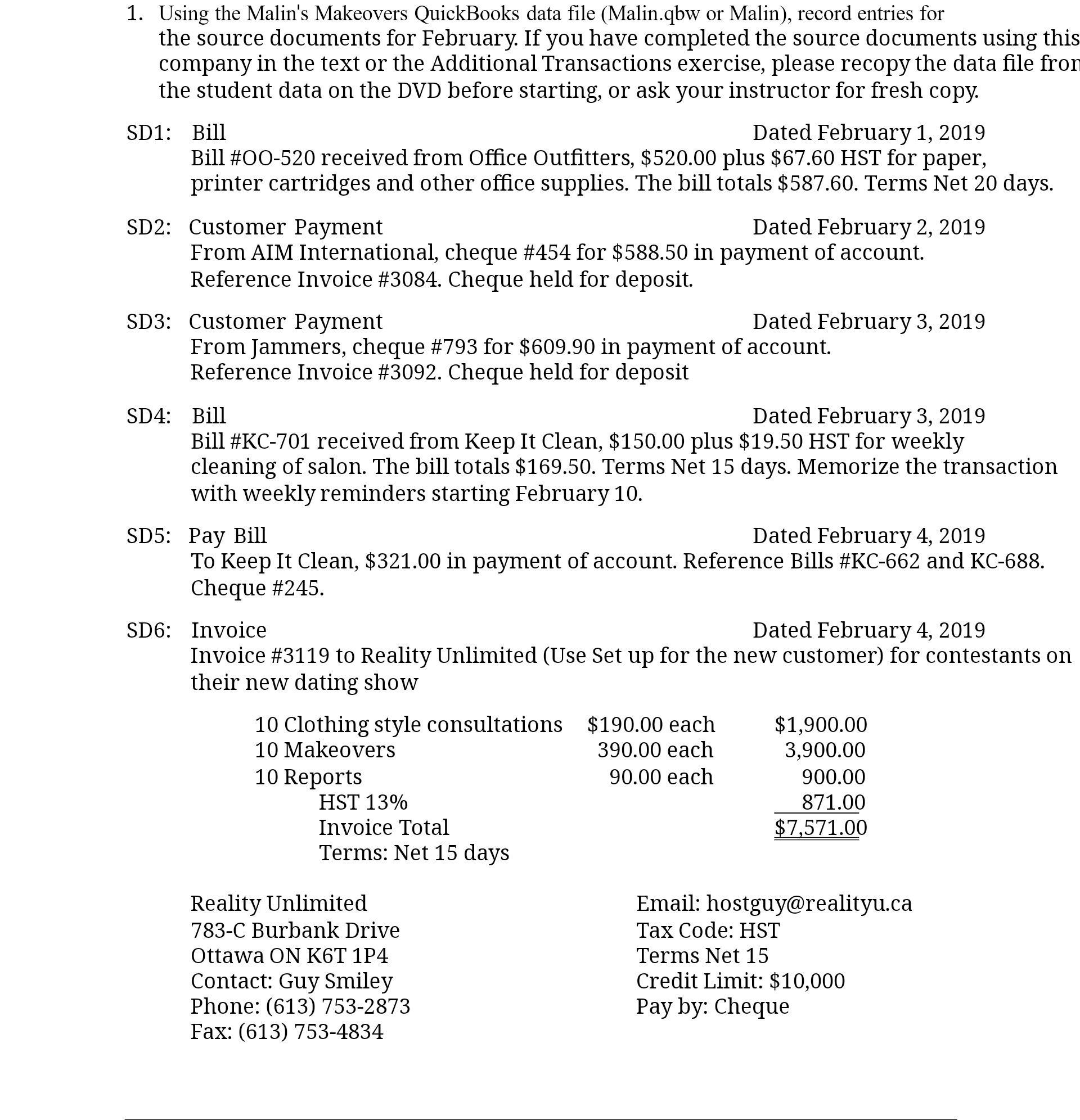 1. Using the Malin's Makeovers QuickBooks