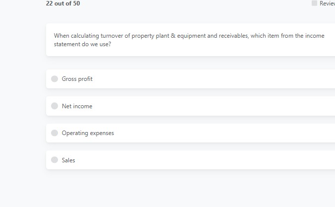 2 2 out of 5 0 When calculating turnover of