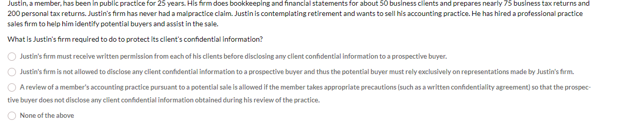 Justin, a member, has been in public practice for