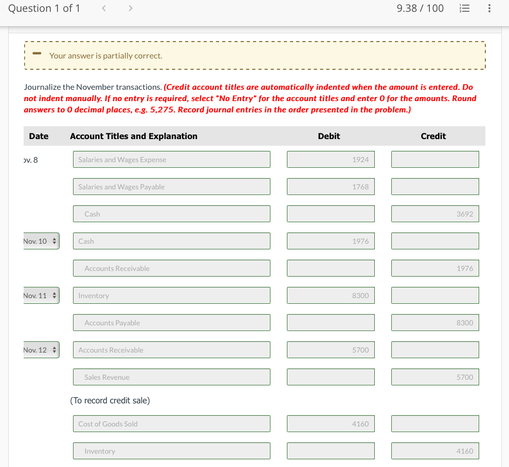 Question 1 of 1 <  style=