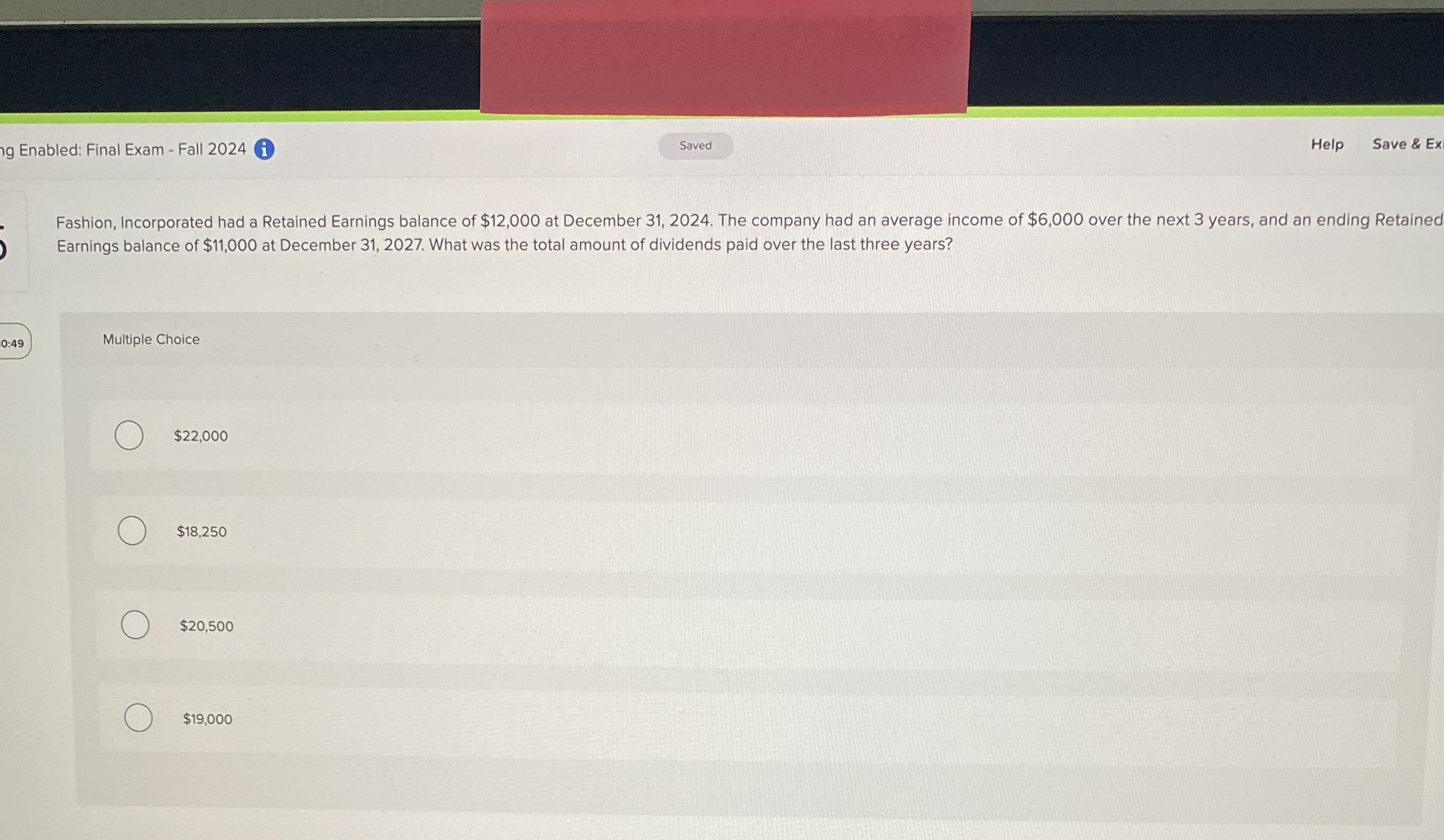 ig Enabled: Final Exam - Fall 2 0 2 4 Help Save &