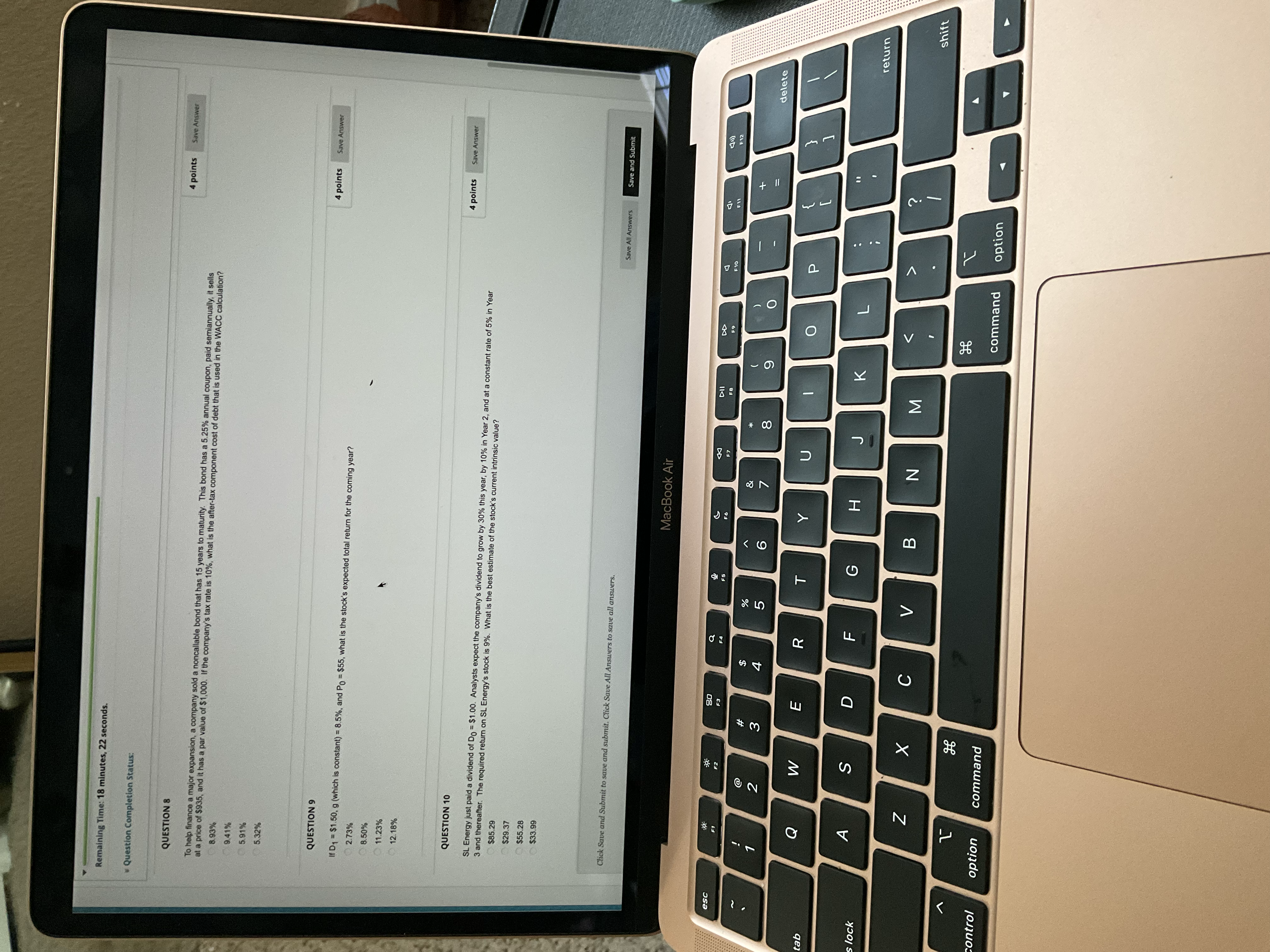 Remaining Time: 18 minutes, 22 seconds Question