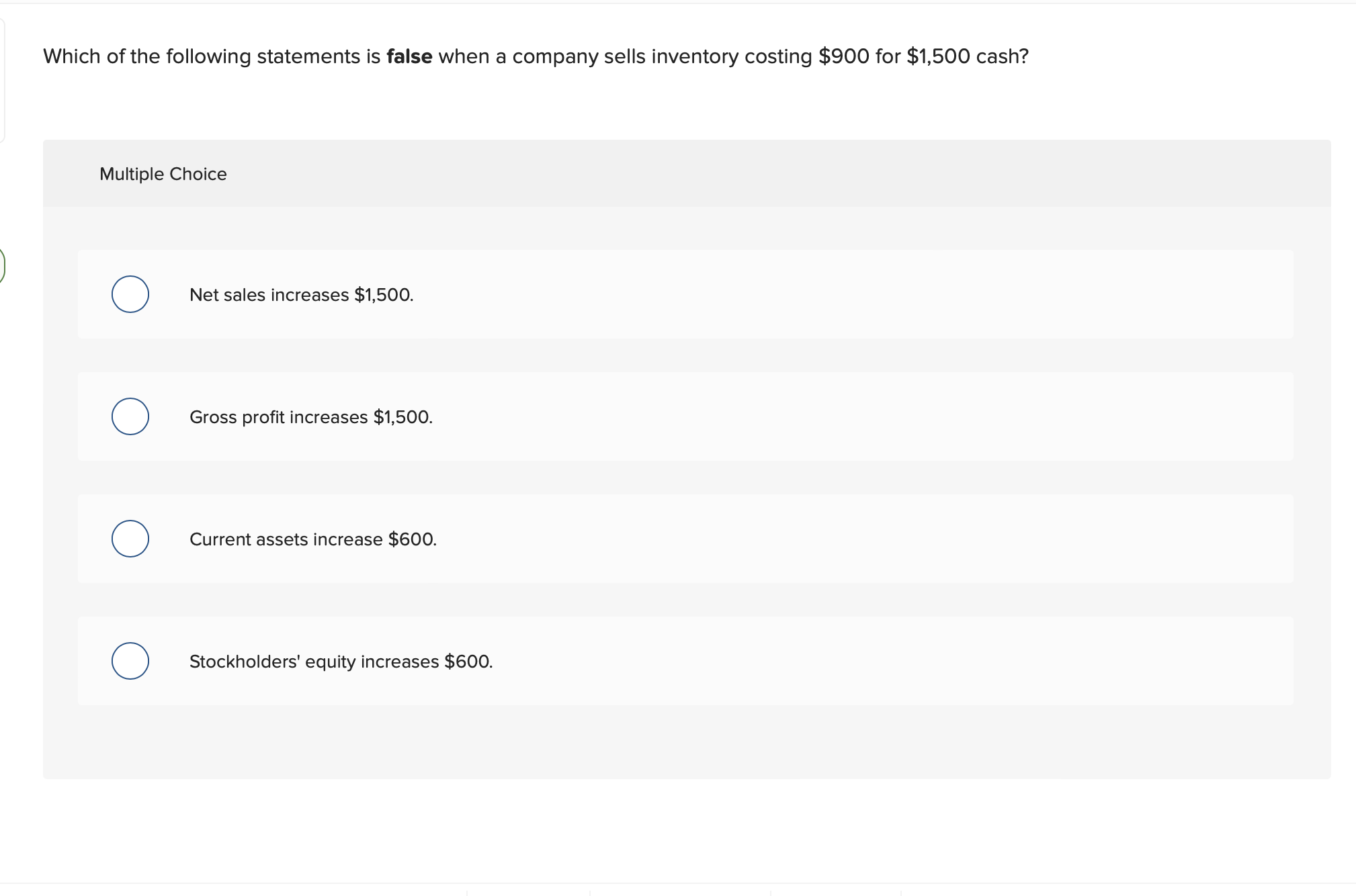 Which of the following statements is false when a