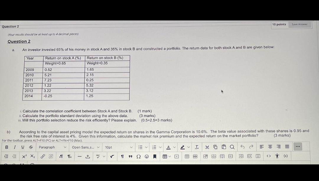 Question 2 10 points Save Answer (Your results