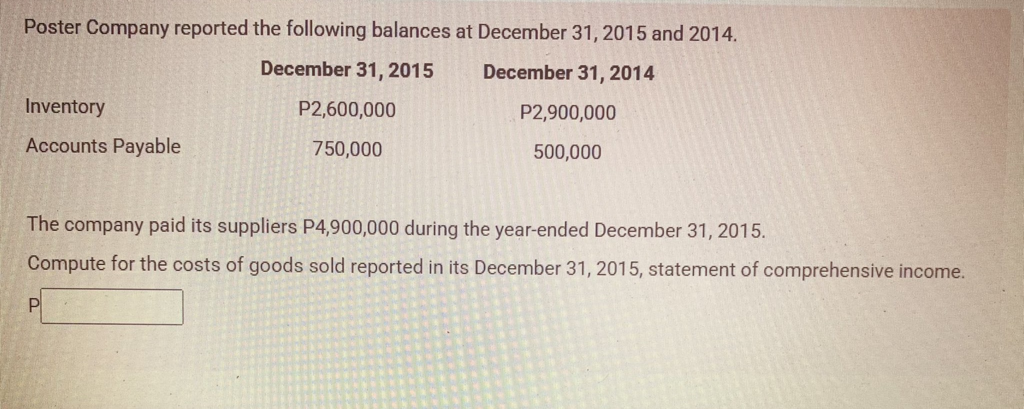 Presented below is the information for Santos