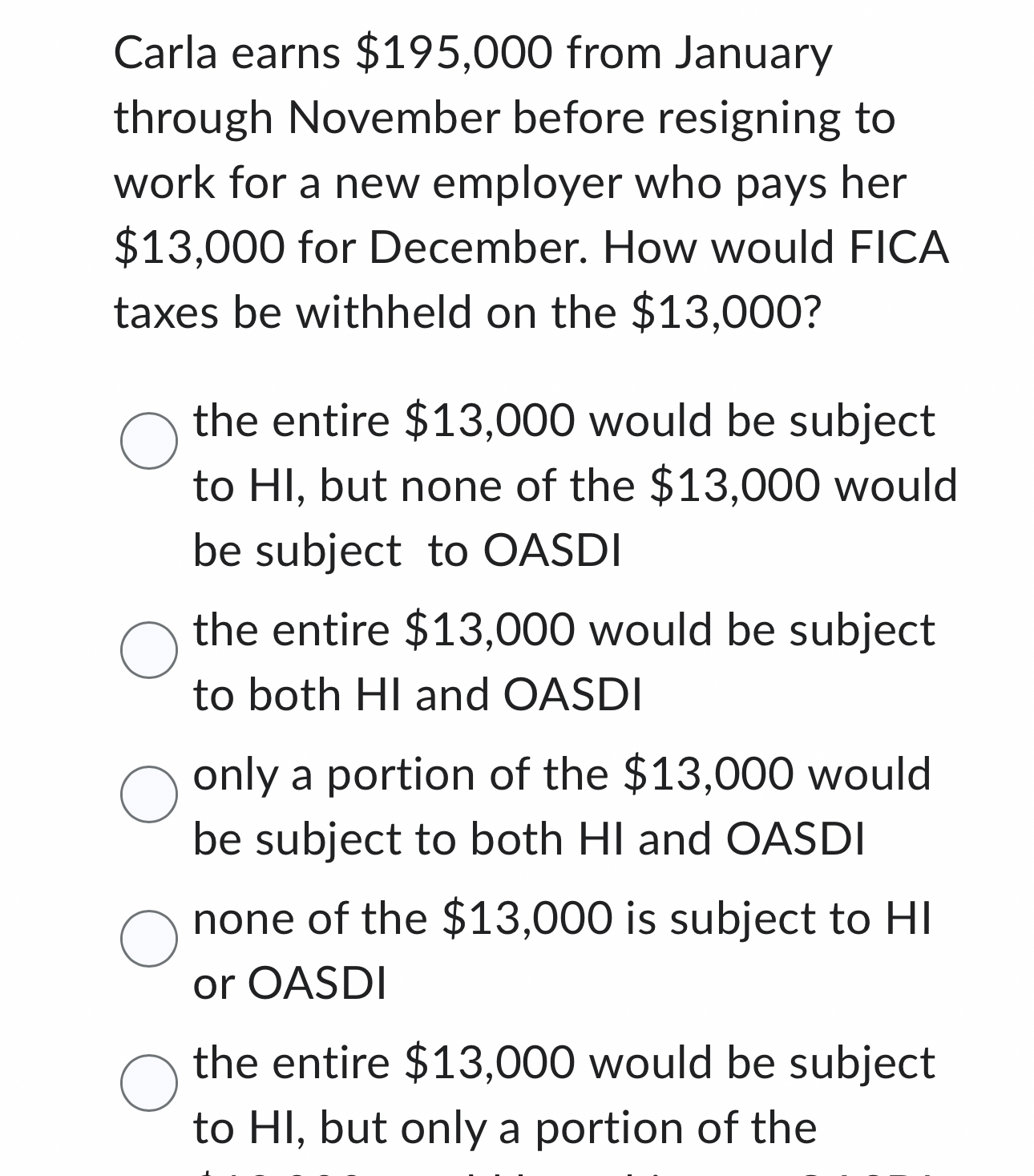 Carla earns $ 1 9 5 , 0 0 0 from January through