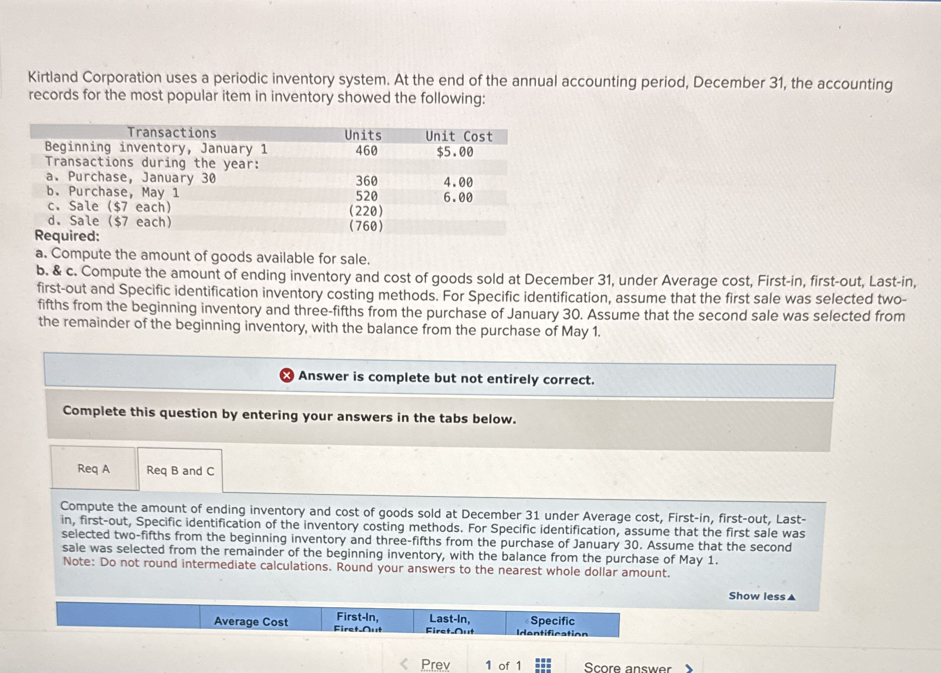 Kirtland Corporation uses a periodic inventory