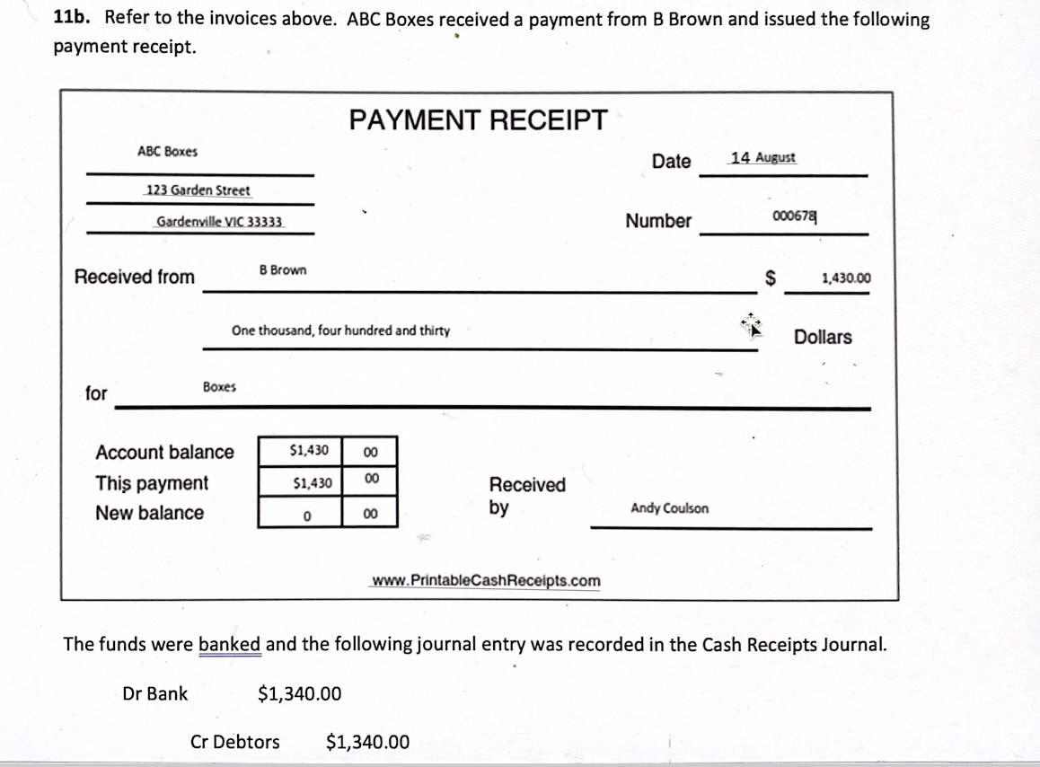 11b. Refer to the invoices above. ABC Boxes