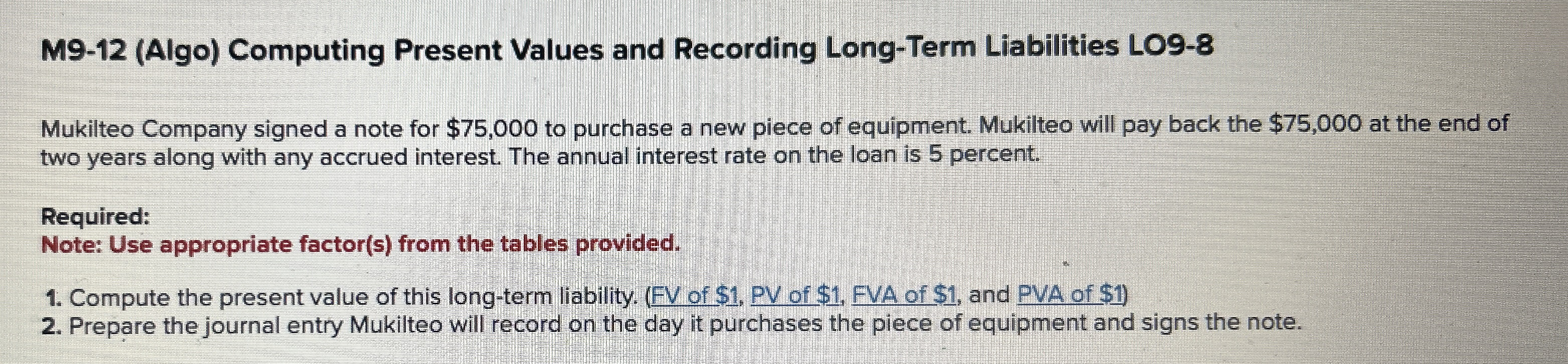 M 9 - 1 2 ( Algo ) Computing Present Values and