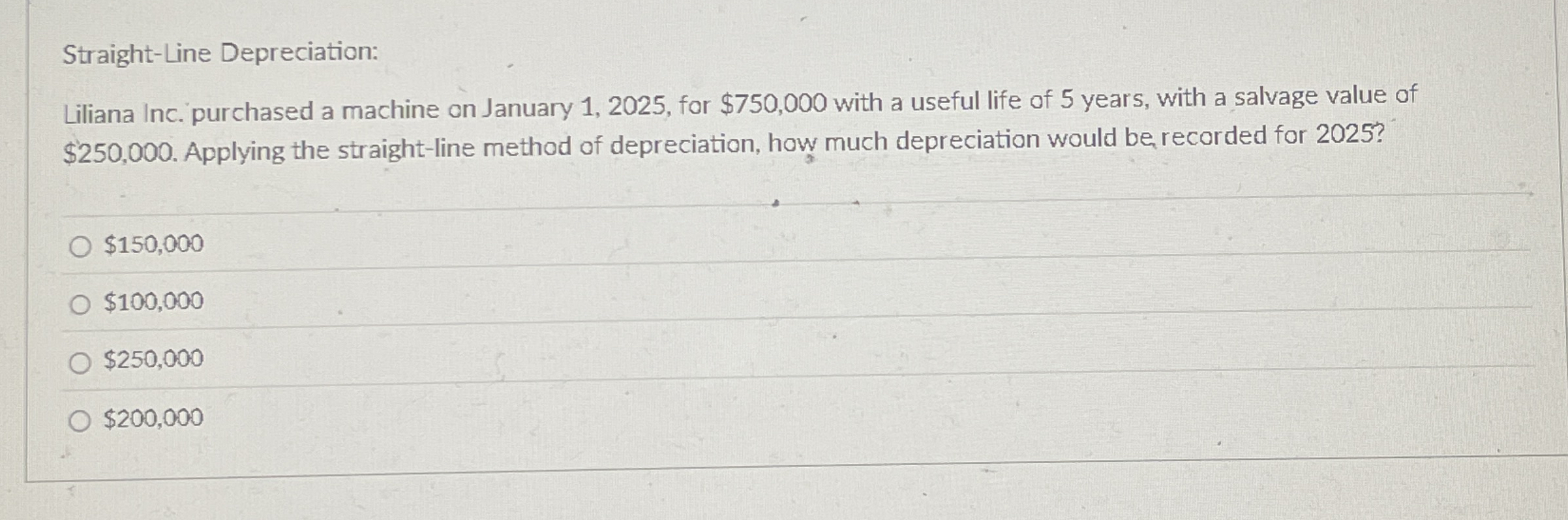 Straight - Line Depreciation: Liliana Inc.