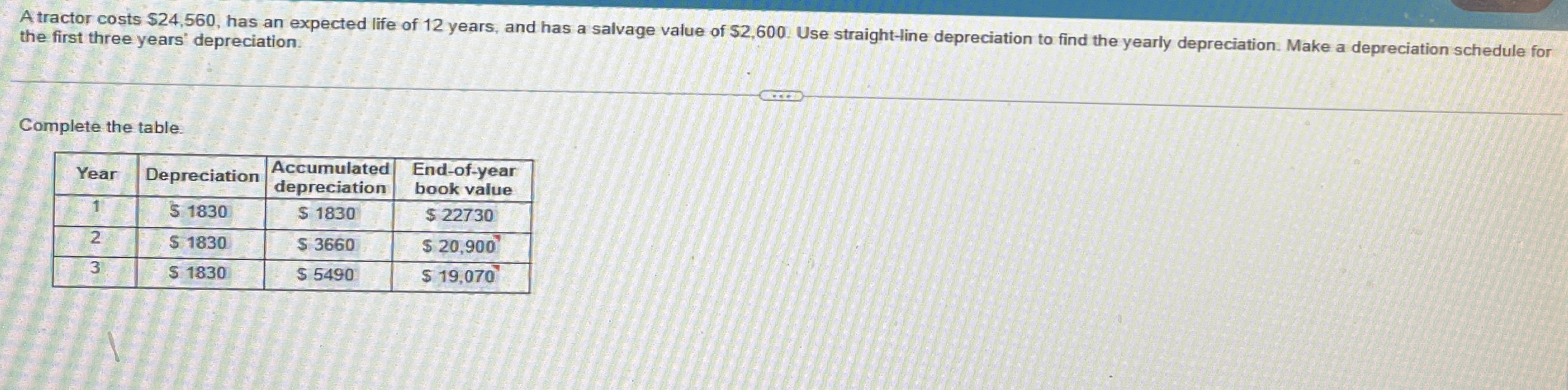 A tractor costs $ 2 4 , 5 6 0 , has an expected