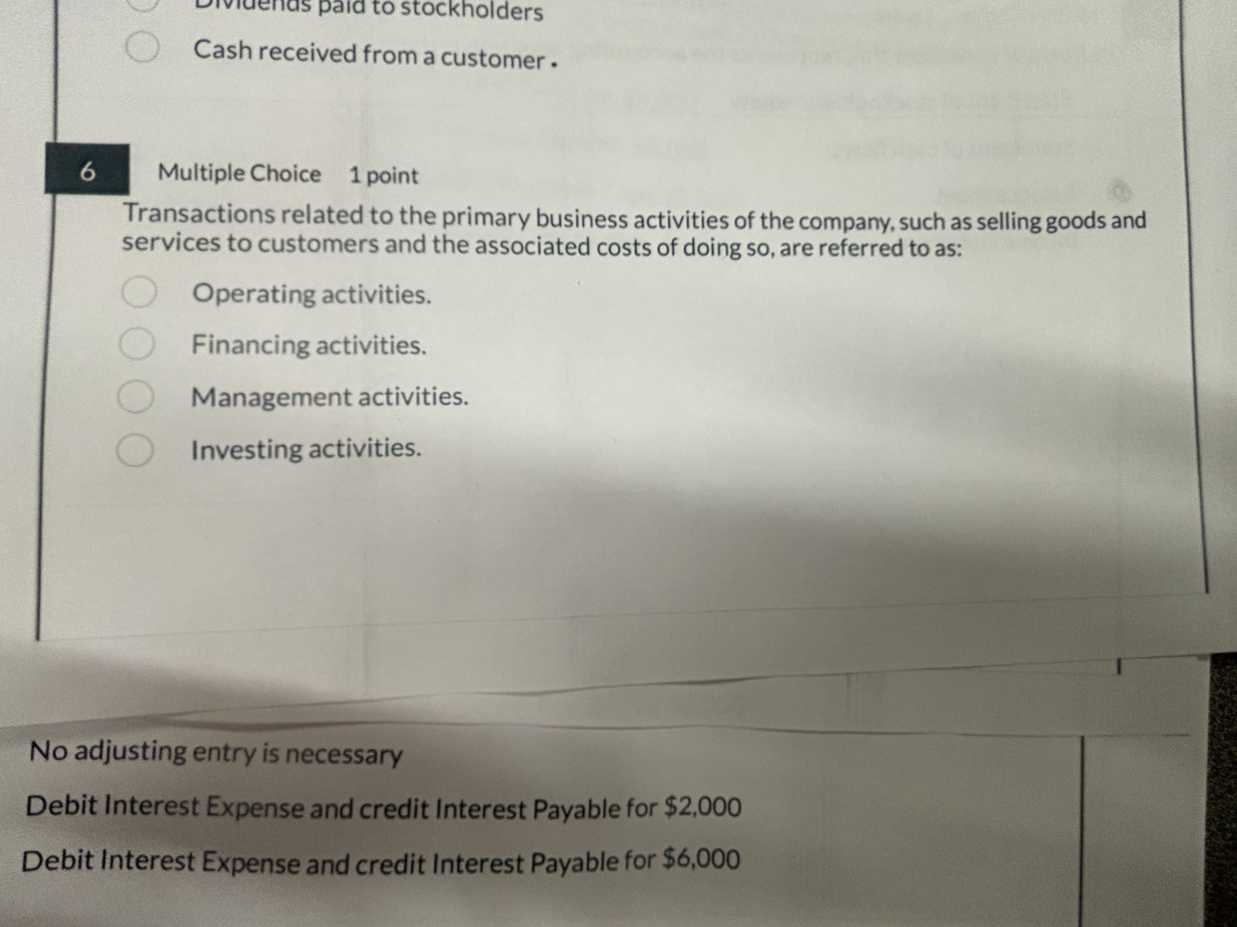6 Multiple Choice 1 point Transactions related to