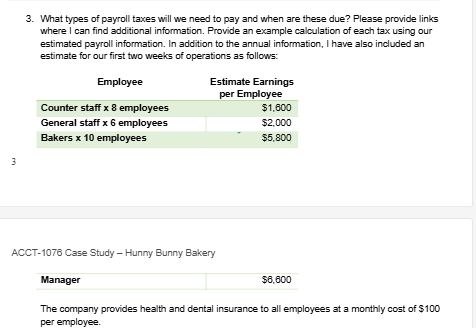 3. What types of payroll taxes will we need to