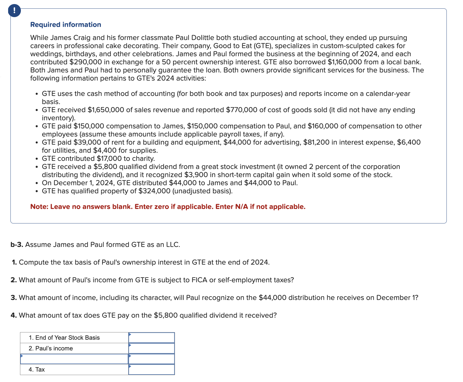Required information While James Craig and his