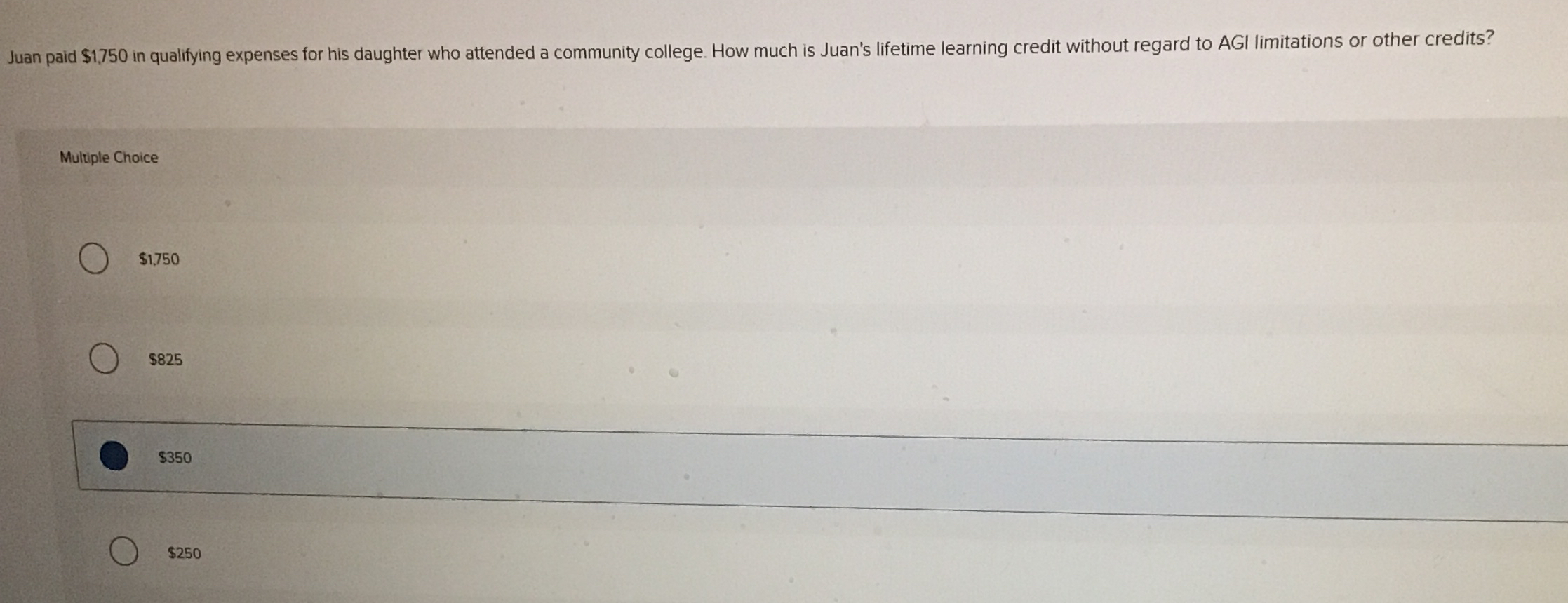Juan paid $ 1 , 7 5 0 in qualifying expenses for