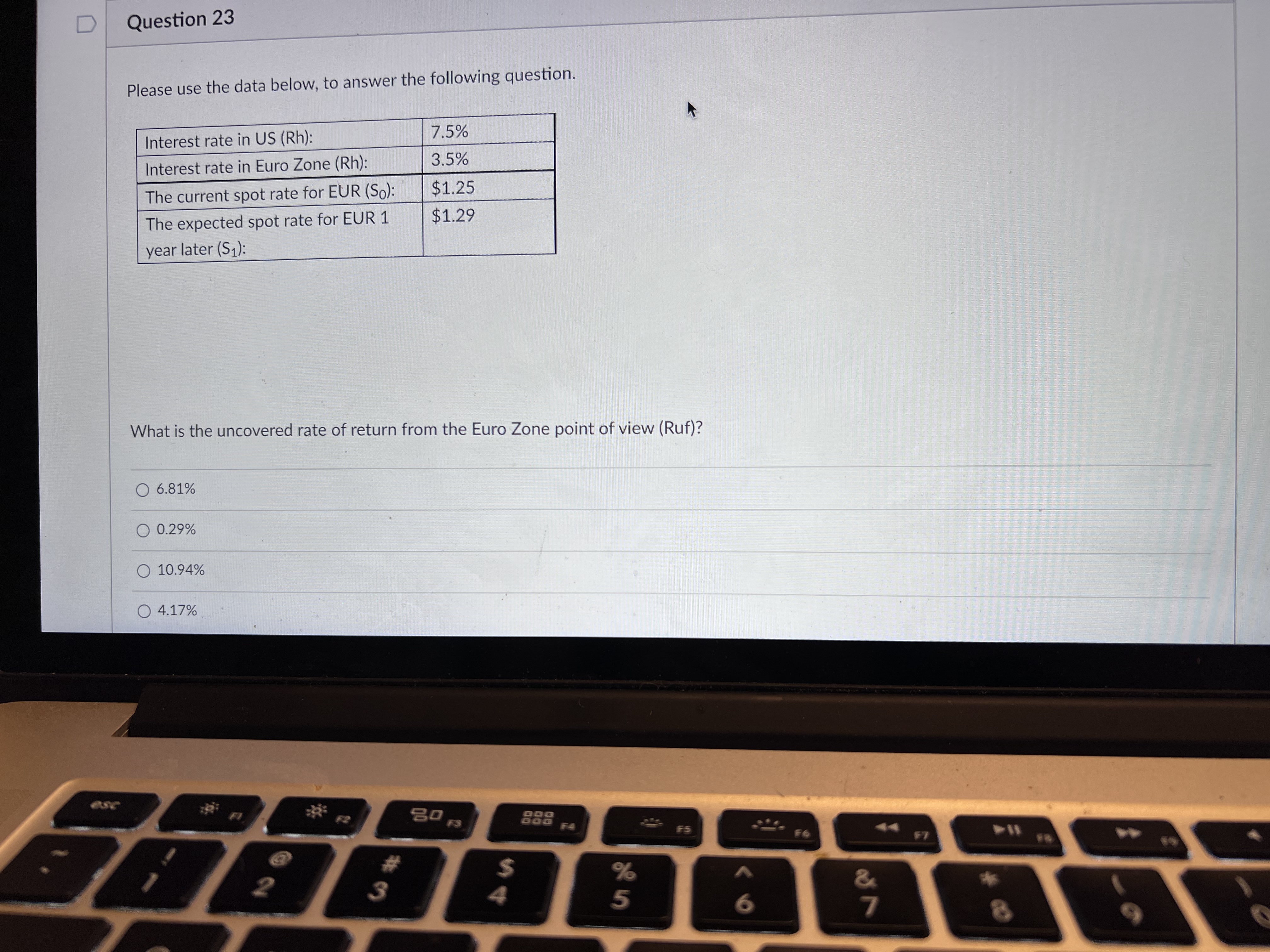 Question 19 10 pts Please use the data below to