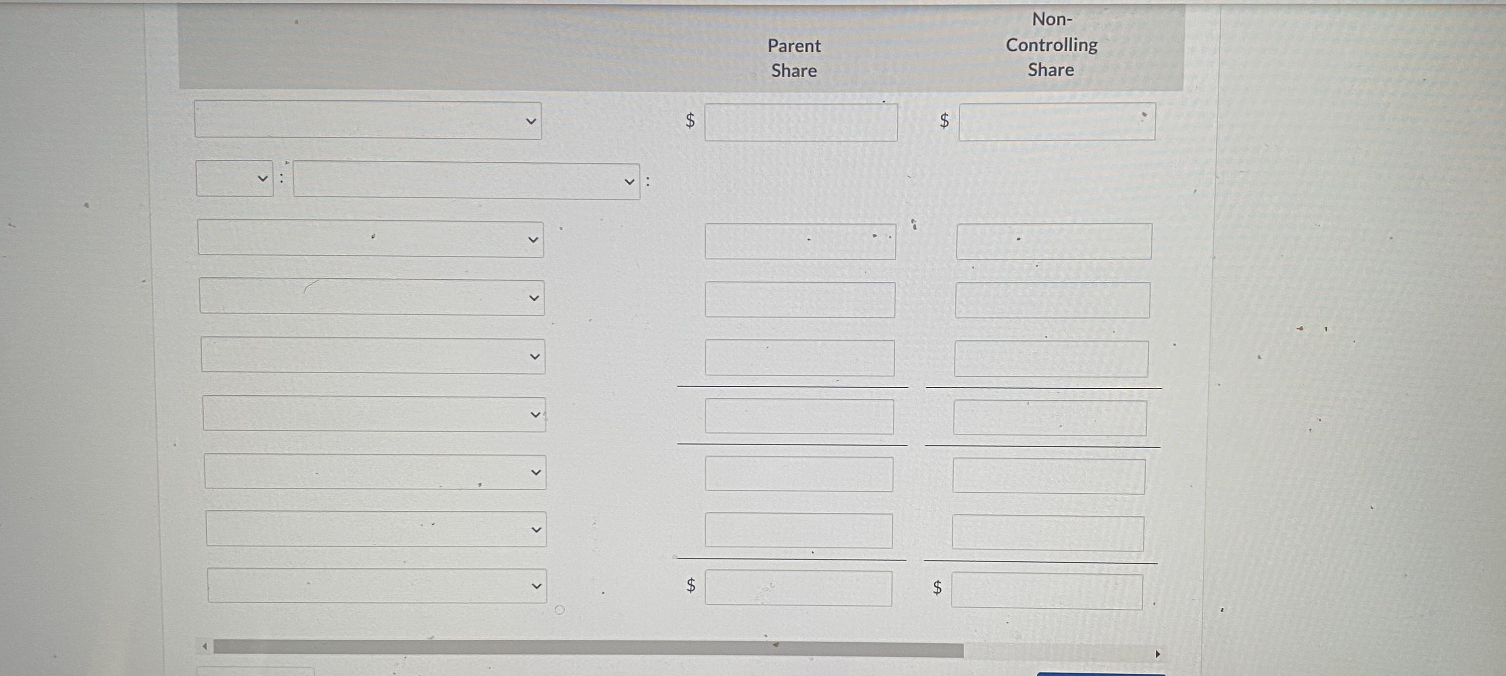 Non- Parent Controlling Share Share $ $ $ OPERING
