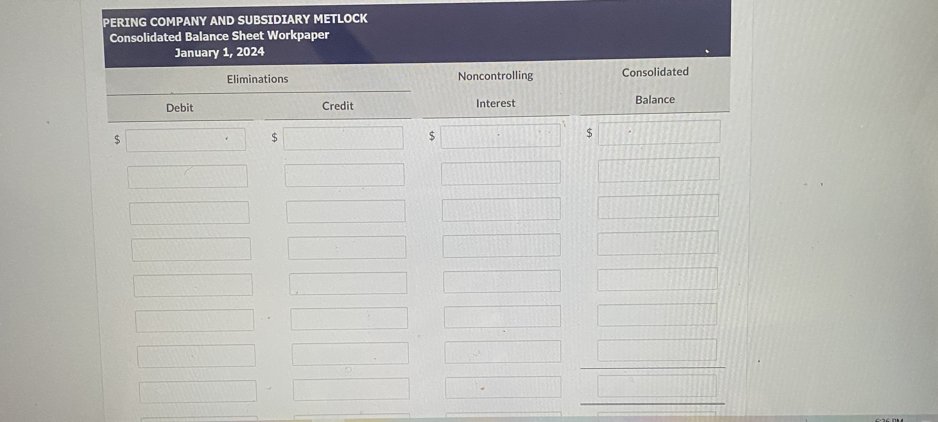Non- Parent Controlling Share Share $ $ $ OPERING