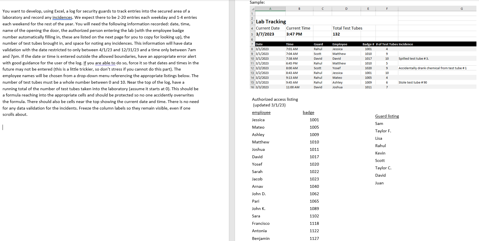 Sample: B C D E F G You want to develop, using