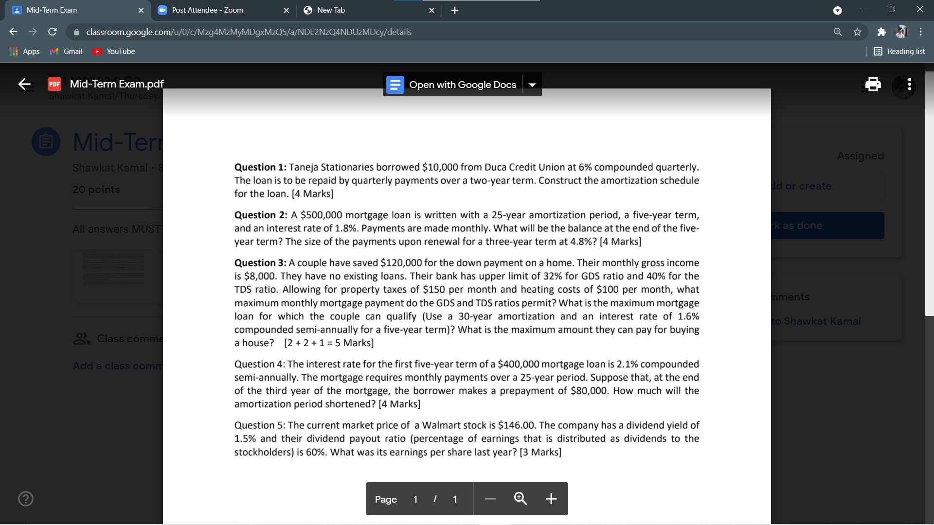 ; Mid-Term Exam names-Zoom x @ Newiab (- C