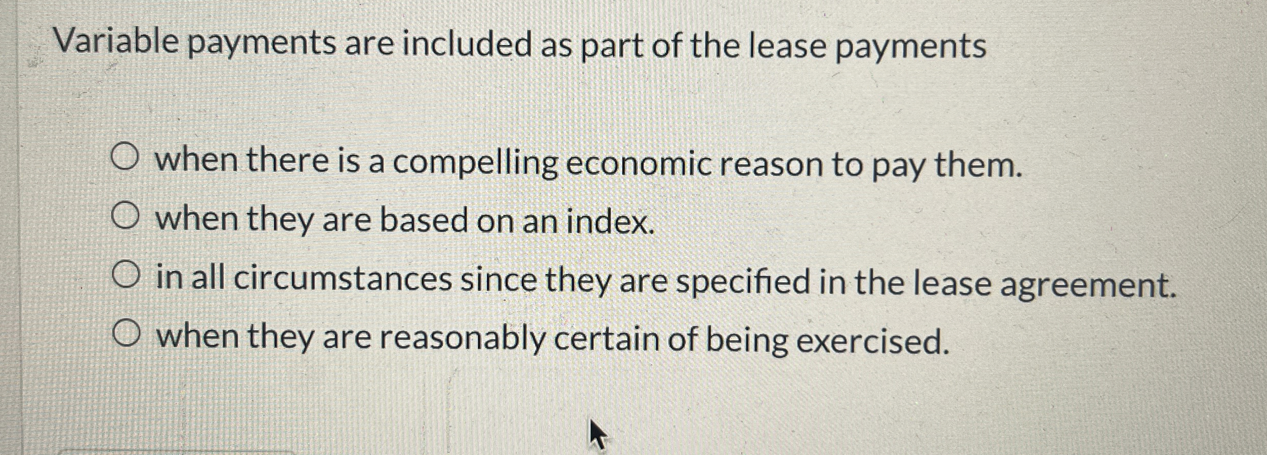 Variable payments are included as part of the
