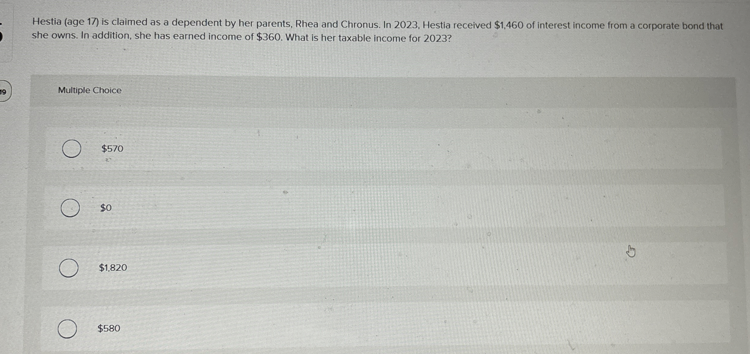 Hestia ( age 1 7 ) is claimed as a dependent by