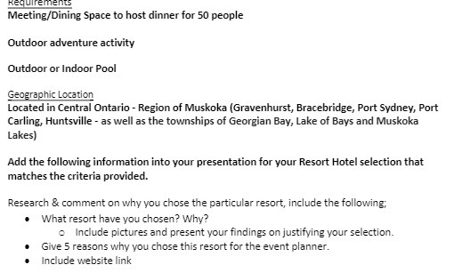 Requirements Meeting/Dining Space to host dinner