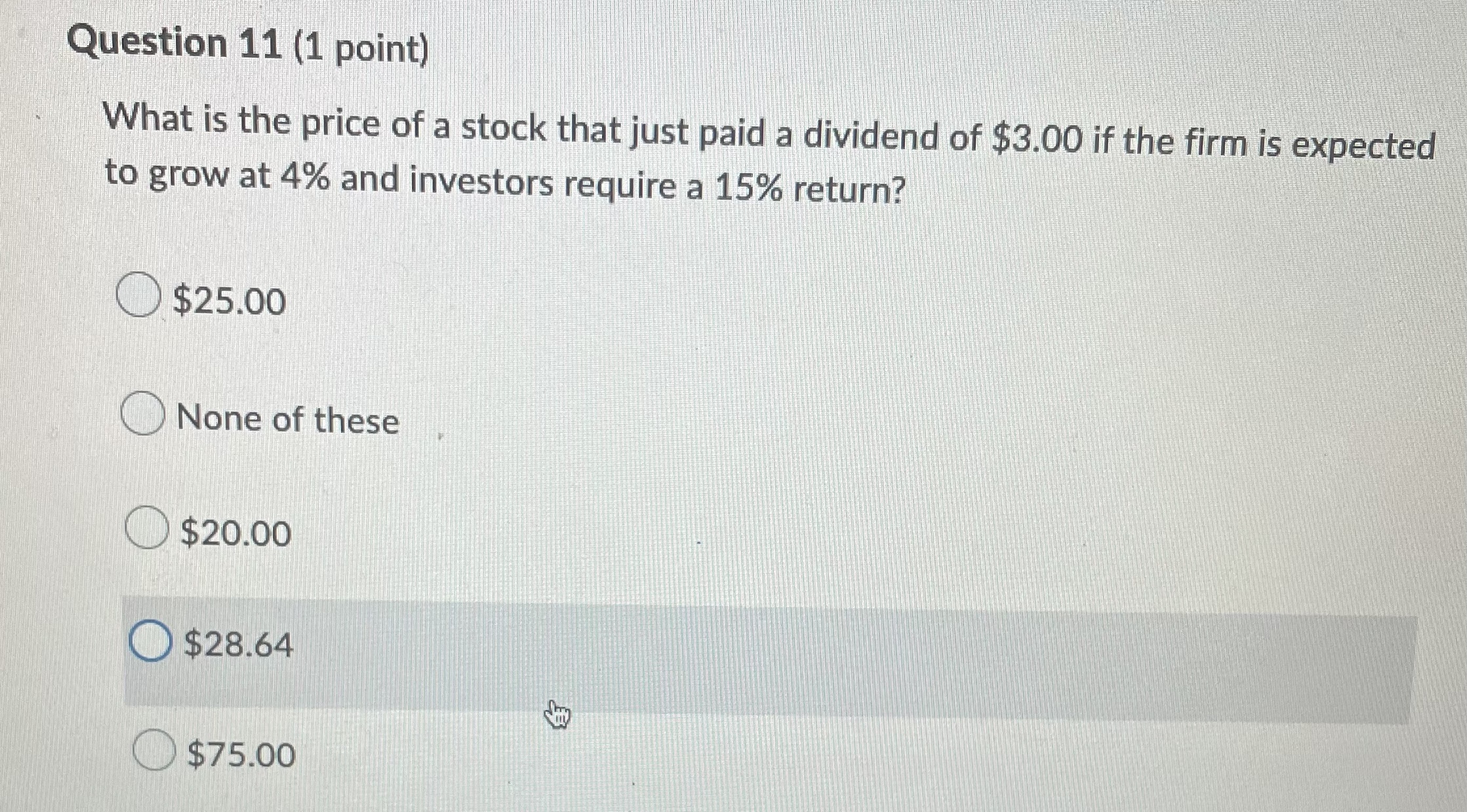 Question 10 (1 point) Would you buy a share of