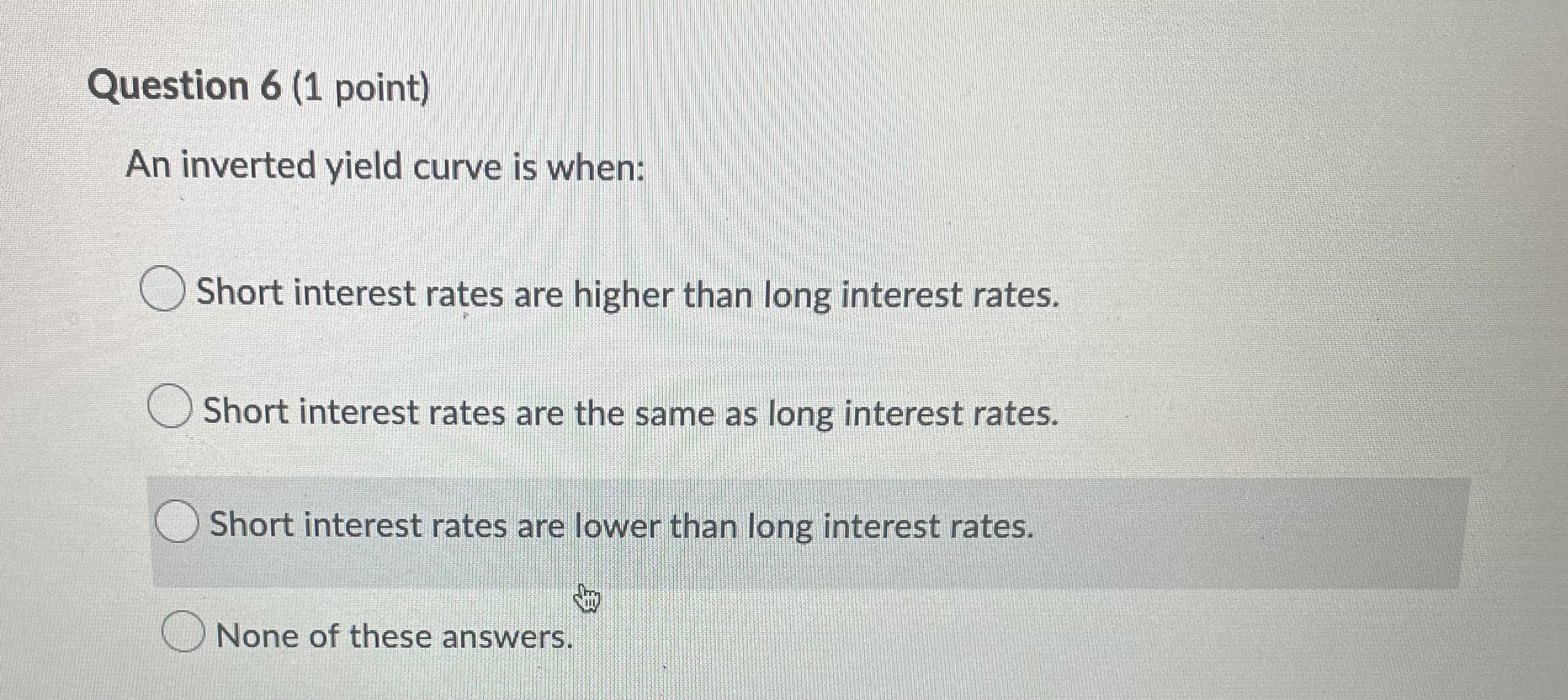 Question 10 (1 point) Would you buy a share of
