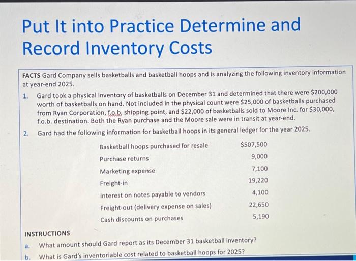 a and b plz Put It into Practice Determine and