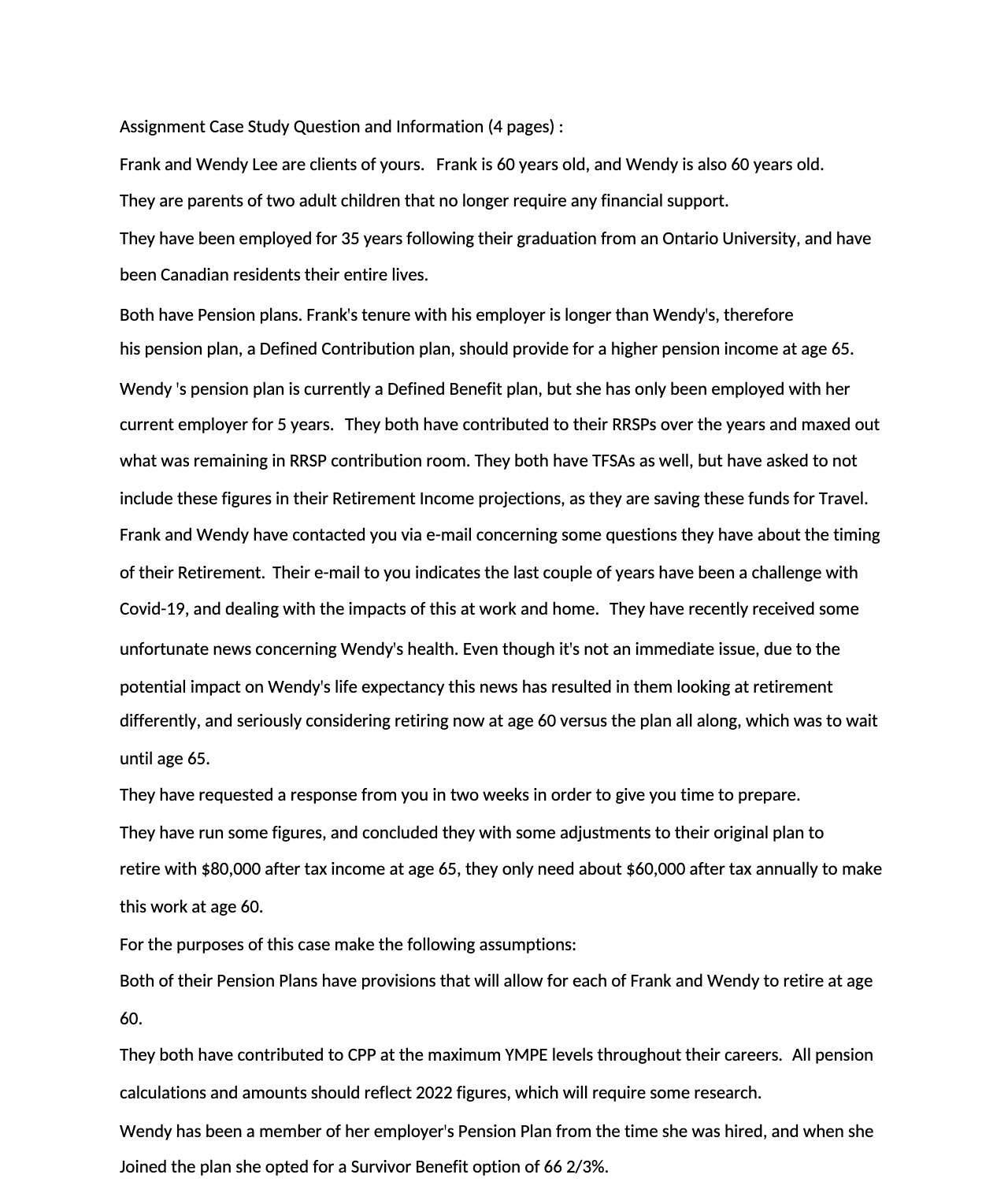 Assignment Case Study Question and Information (4