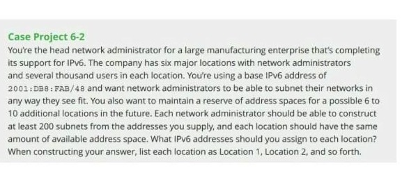 Case Project 6-2 You're the head network