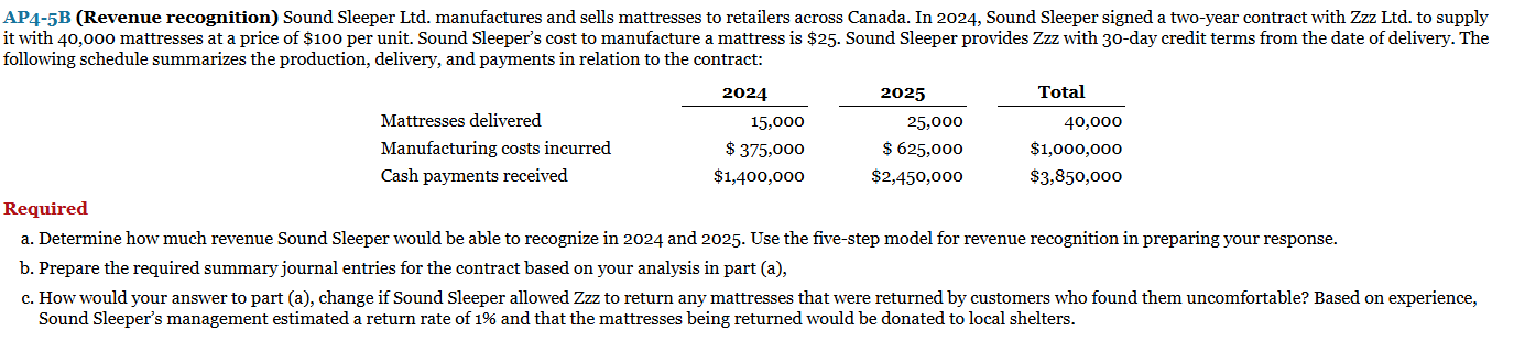 AP 4 - 5 B ( Revenue recognition ) Sound Sleeper