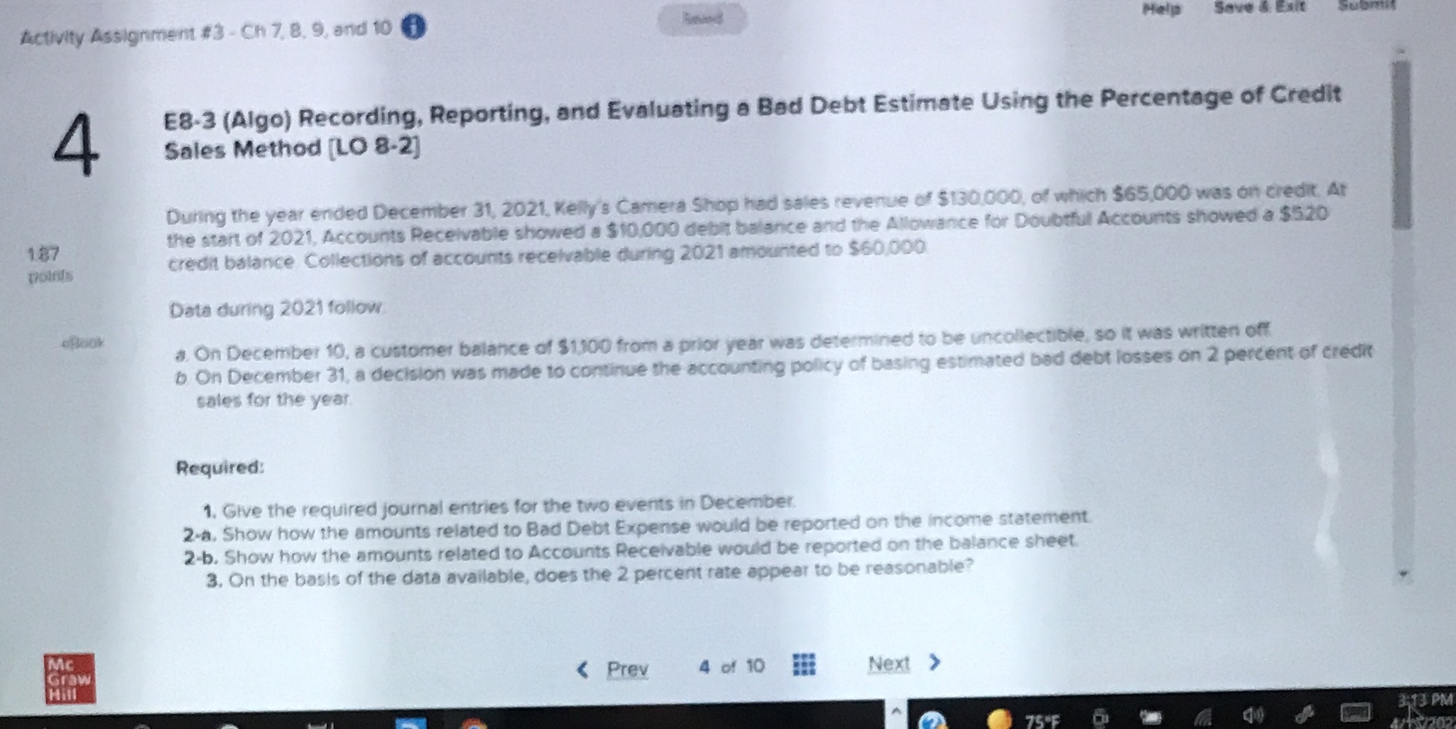 Activity Assignment #3 - Ch 7. 8. 9, and to Help