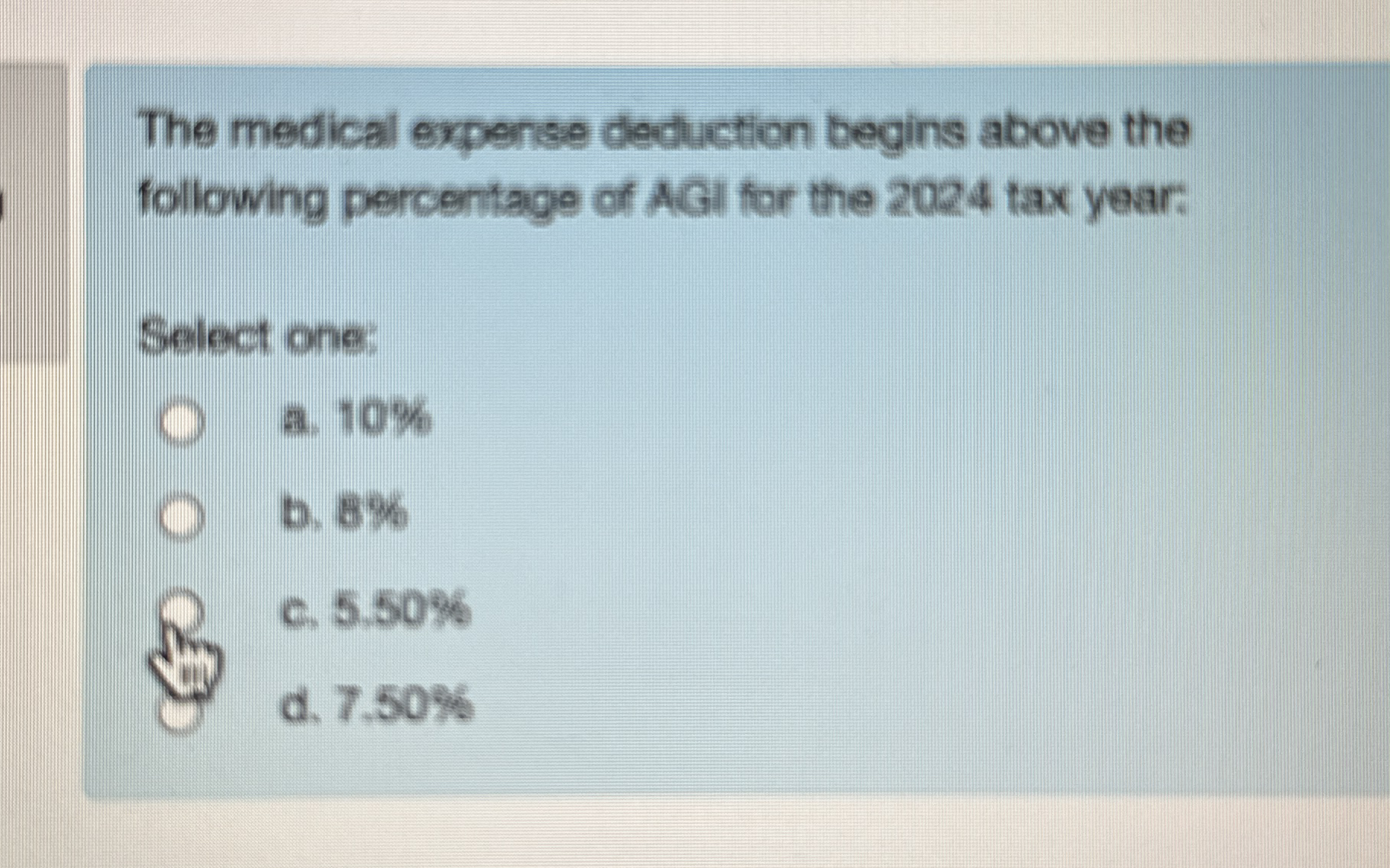 The medical expense deduction begins above the