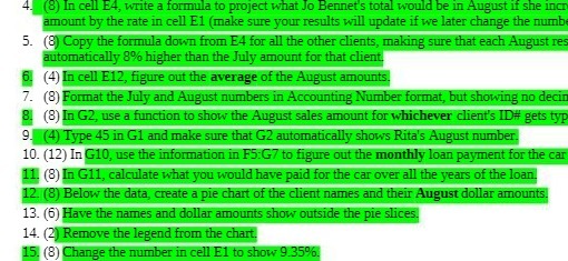 4. (8) In cell E4, write a formula to project