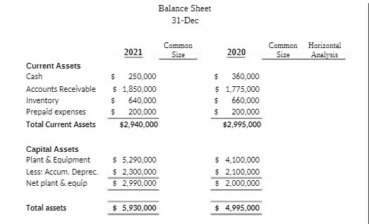 Balance Sheet 31-Dec Common Common Horizontal