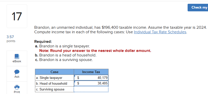 please help me! The individual tax rate schedule