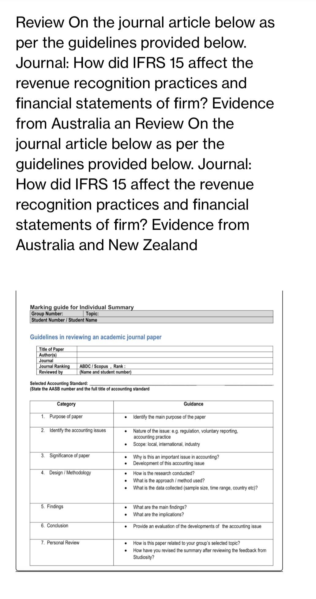 Review On the journal article below as per the