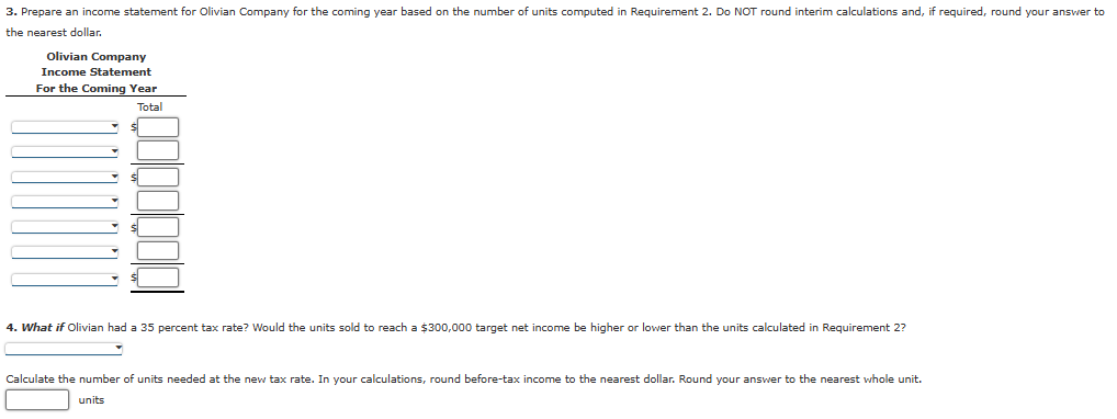 After-Tax Profit Targets Olivian Company wants to