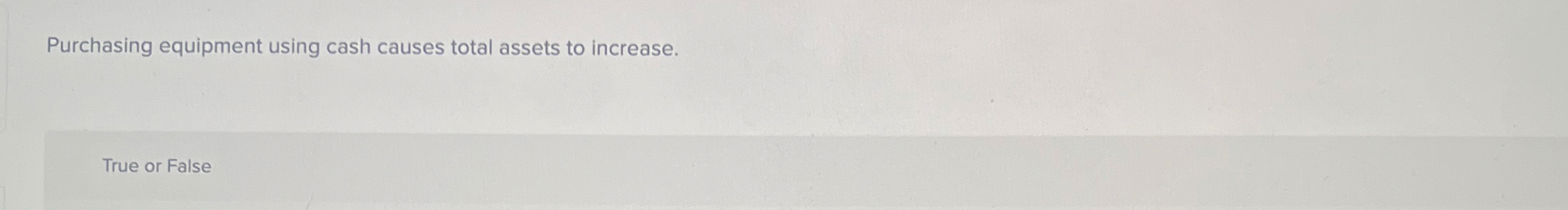 Purchasing equipment using cash causes total