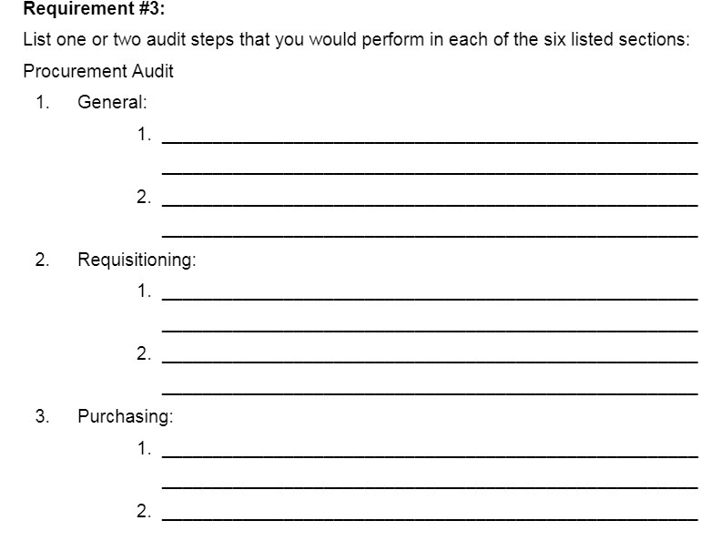 Requirement #3: List one or two audit steps that