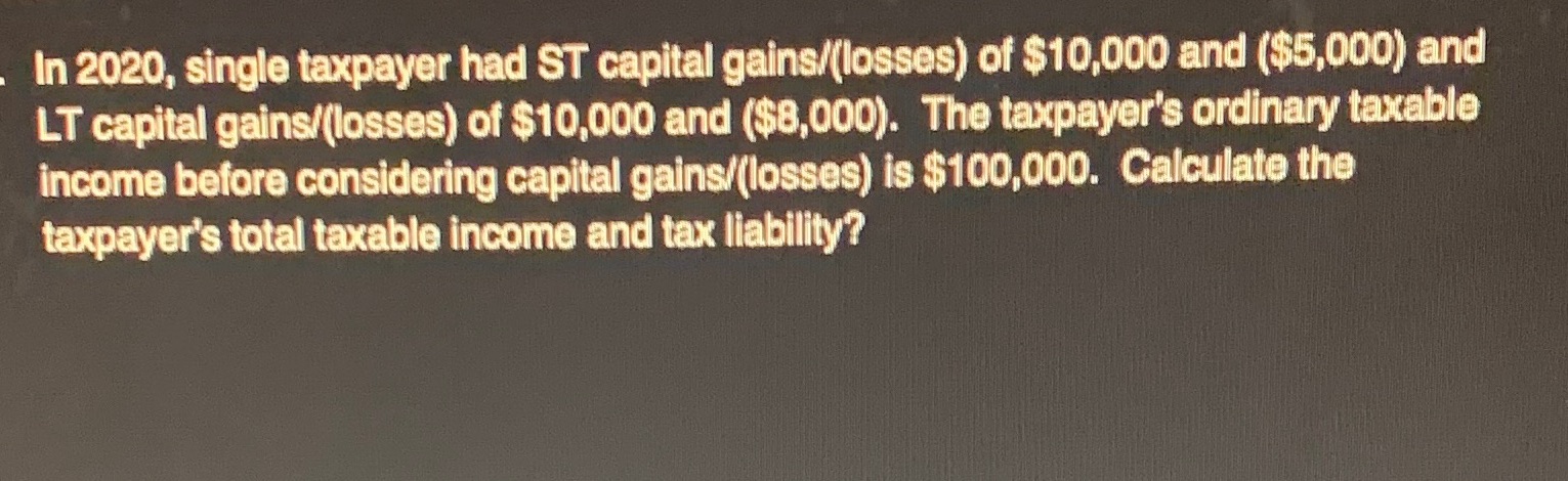 In 2020, single taxpayer had ST capital