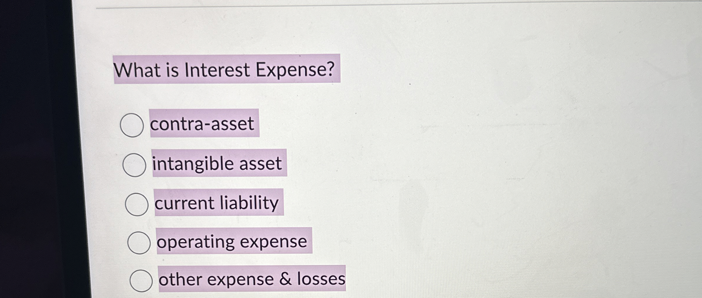 What is Interest Expense? contra - asset
