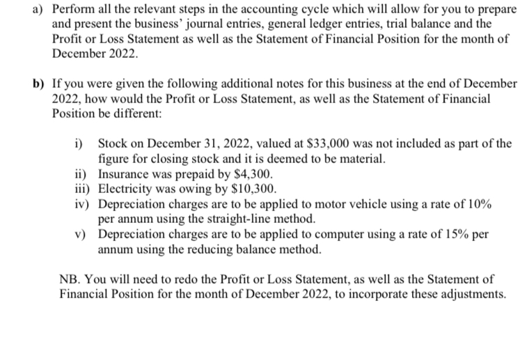 a) Perform all the relevant steps in the