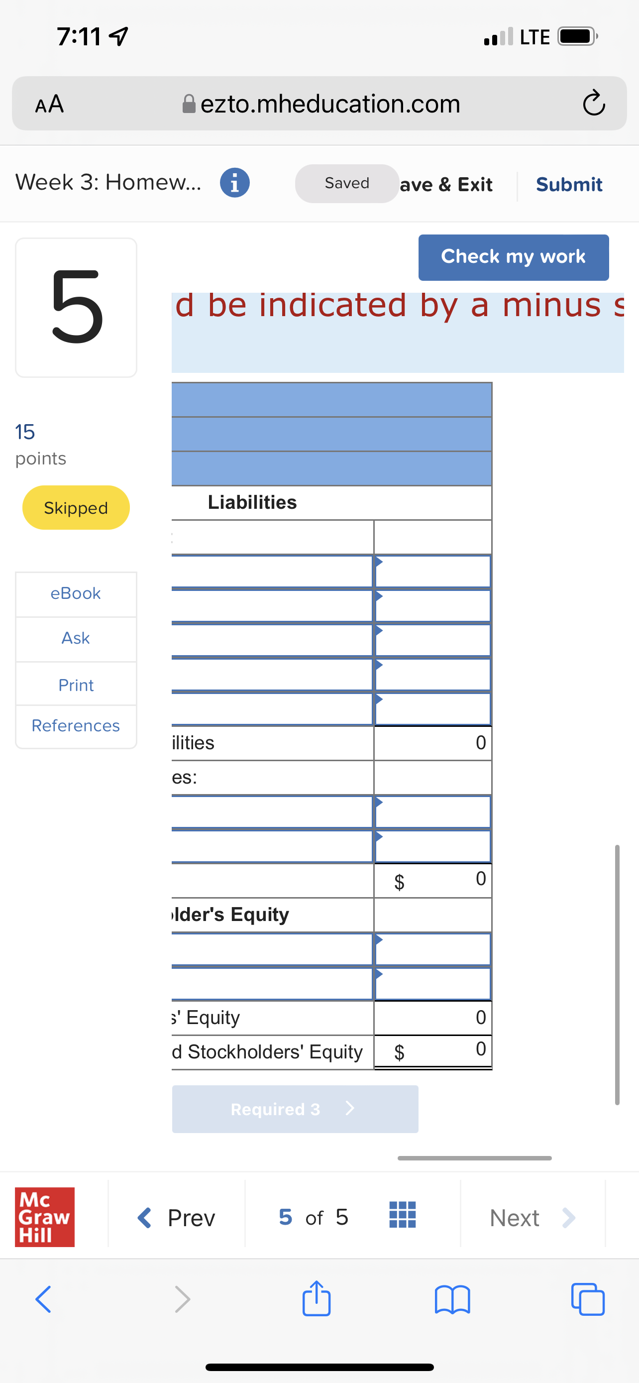 7:46 9 . LTE O AA ezto.mheducation.com C Week 3: