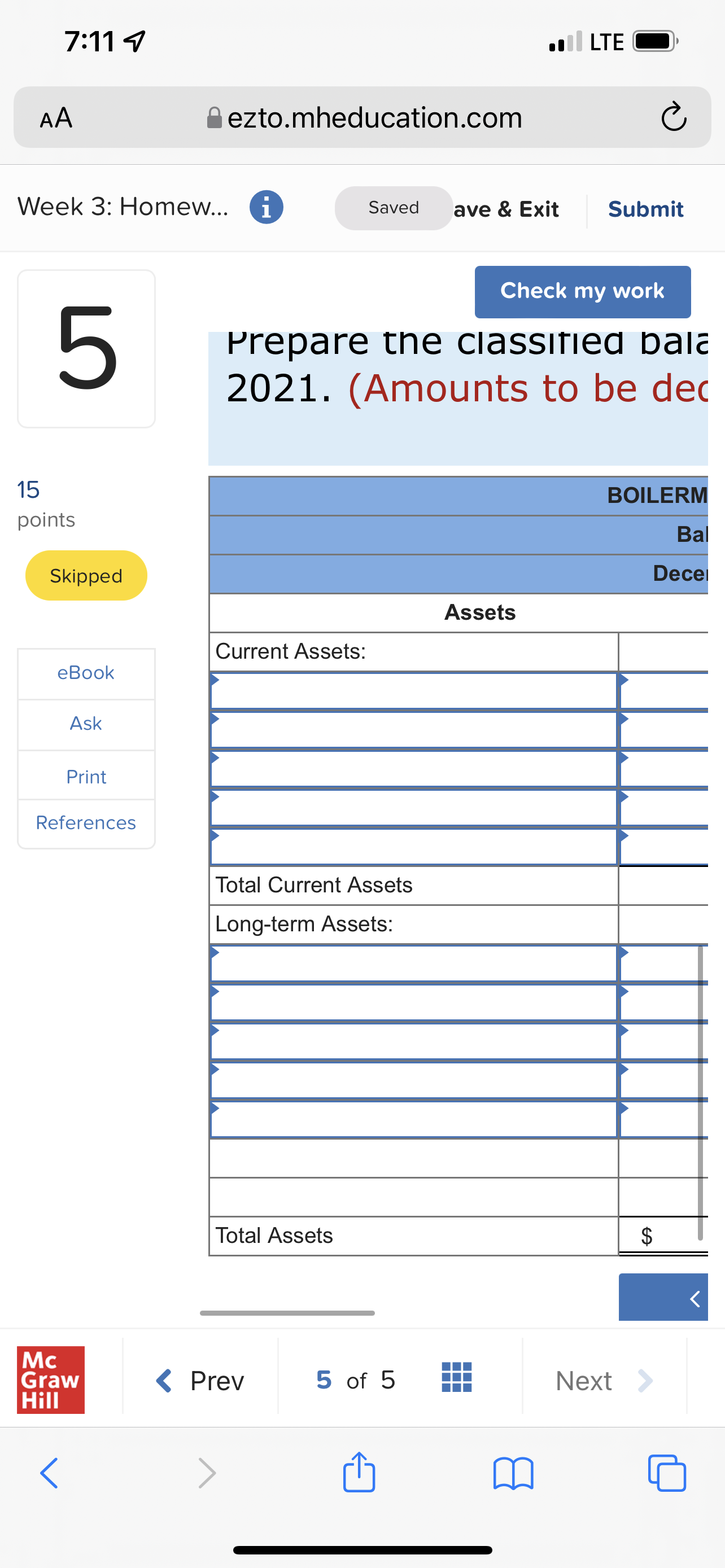 7:46 9 . LTE O AA ezto.mheducation.com C Week 3: