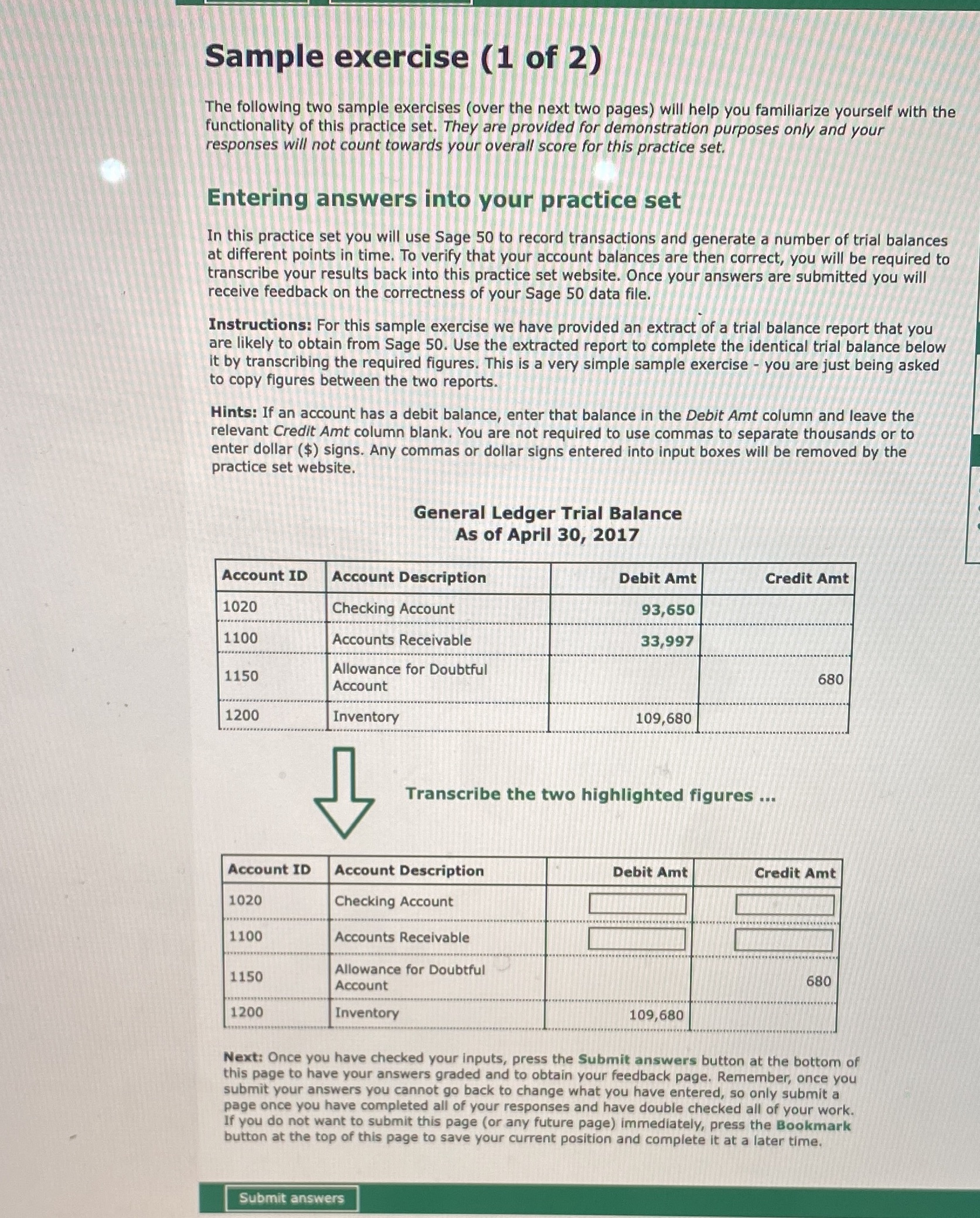 Sample exercise (1 of 2) The following two sample