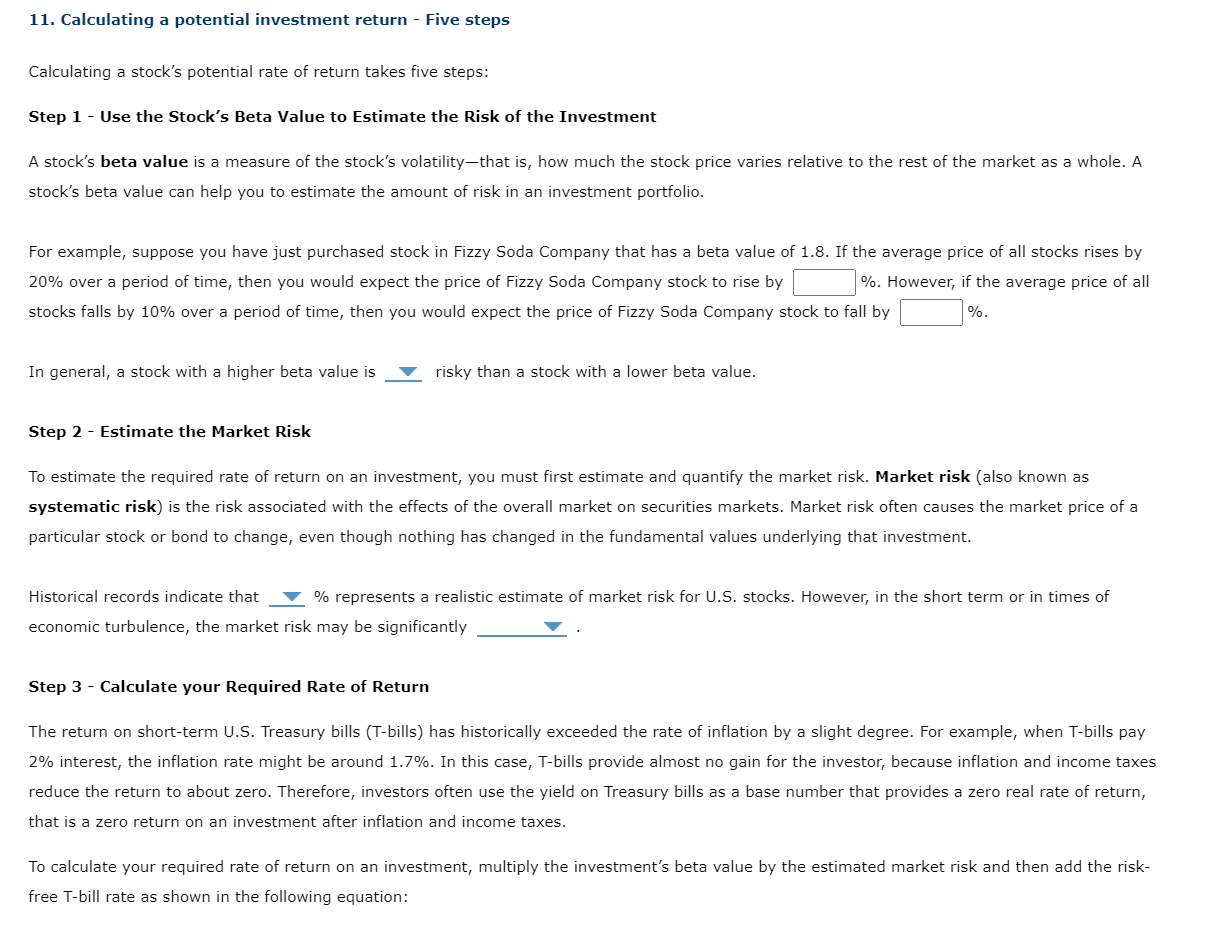 11. Calculating a potential investment return -